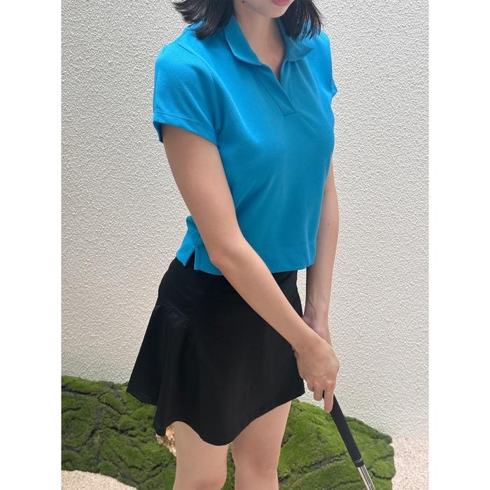 Kadaka T-0408 Crop Polo Shirt Wanita - BLUE, S