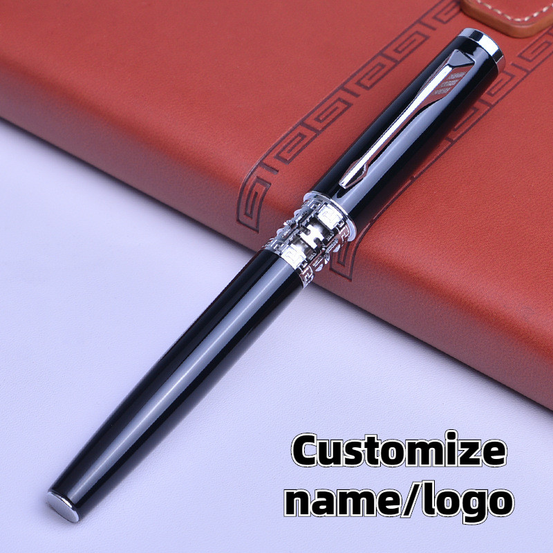 

Luxury Metal Ballpoint Pen Box Set black Roller Pen Office Stationary 0.7mm Business Writing Customized Name Text Logo Gift