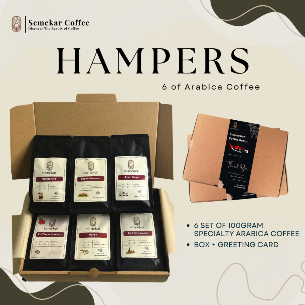 

JAMIN MURAH !!!Semekar Coffee - Paket Hampers Event Edition | Set of 6 Kopi Arabica Specialty Roasted Beans(BISA LANGSUNG ORDER)