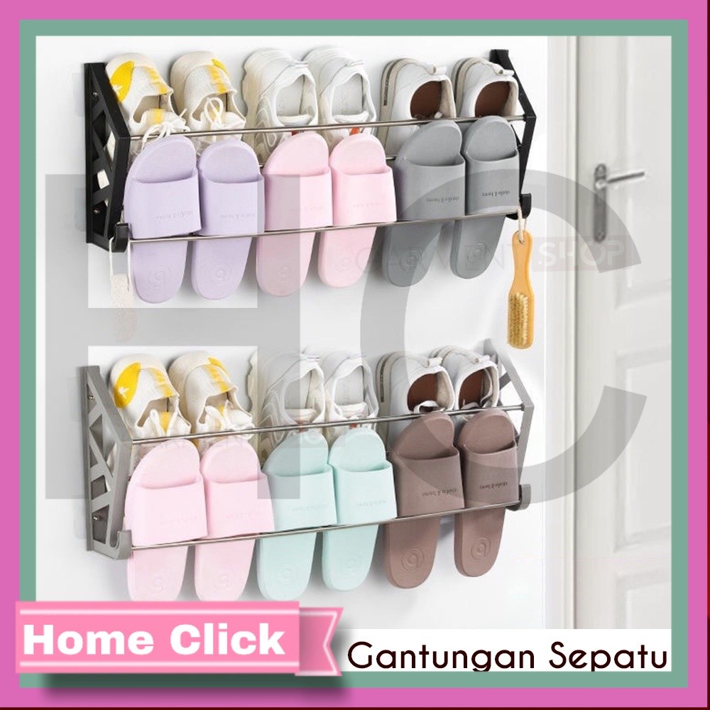 Rak Sepatu Gantung Susun Shoe Rack Holder Tempat Sandal Panci Dapur Dinding Belakang Pintu Minimalis