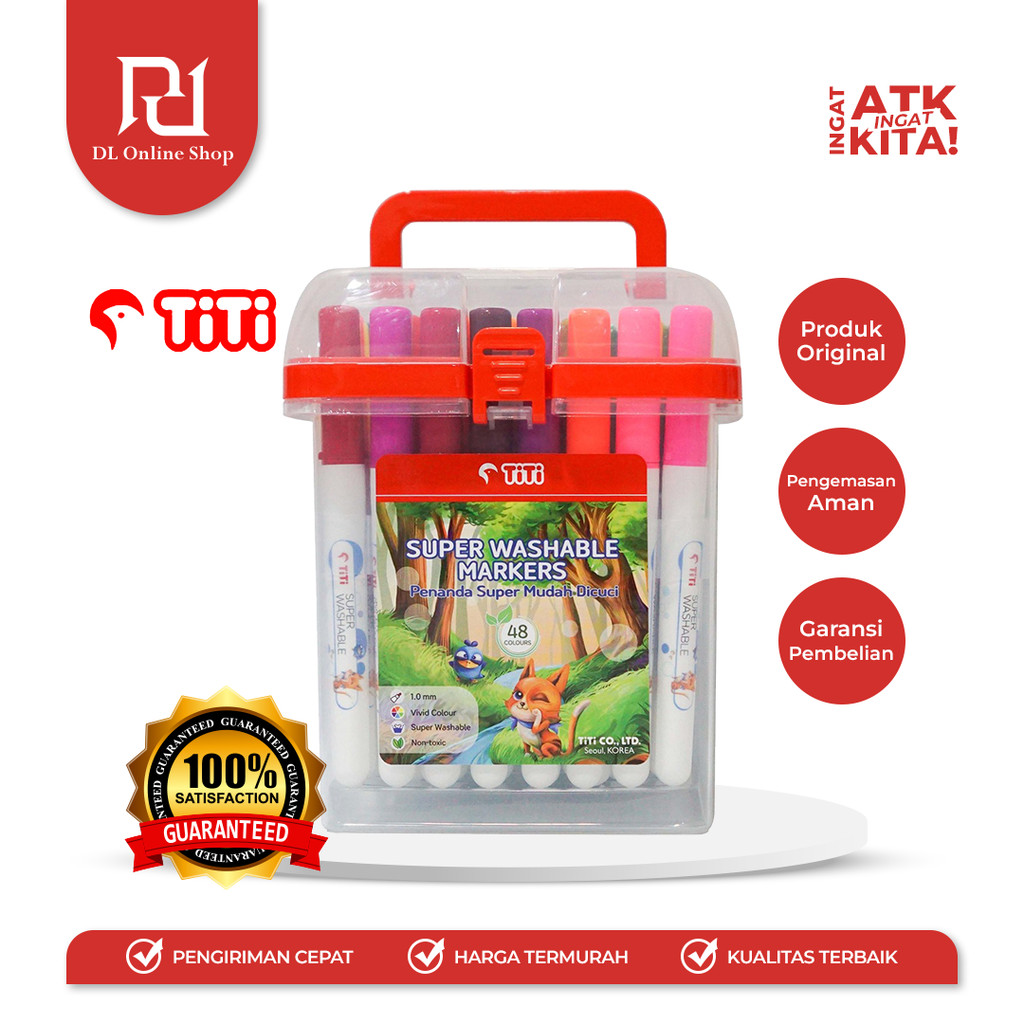 

TITI 48C SPIDOL WARNA MUDAH DICUCI/ SUPER WASHABLE MARKERS TI-SWM-48 (1SET)