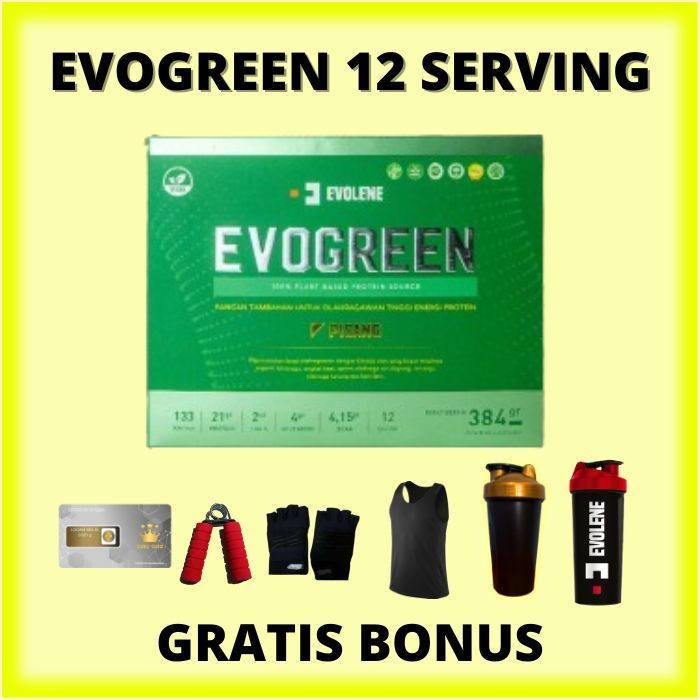 

EVOGREEN 12 Serving BPOM HALAL BY EVOLENE PROTEIN EVOLEN EVOLIN EVOLINE EVO GREEN VEGAN