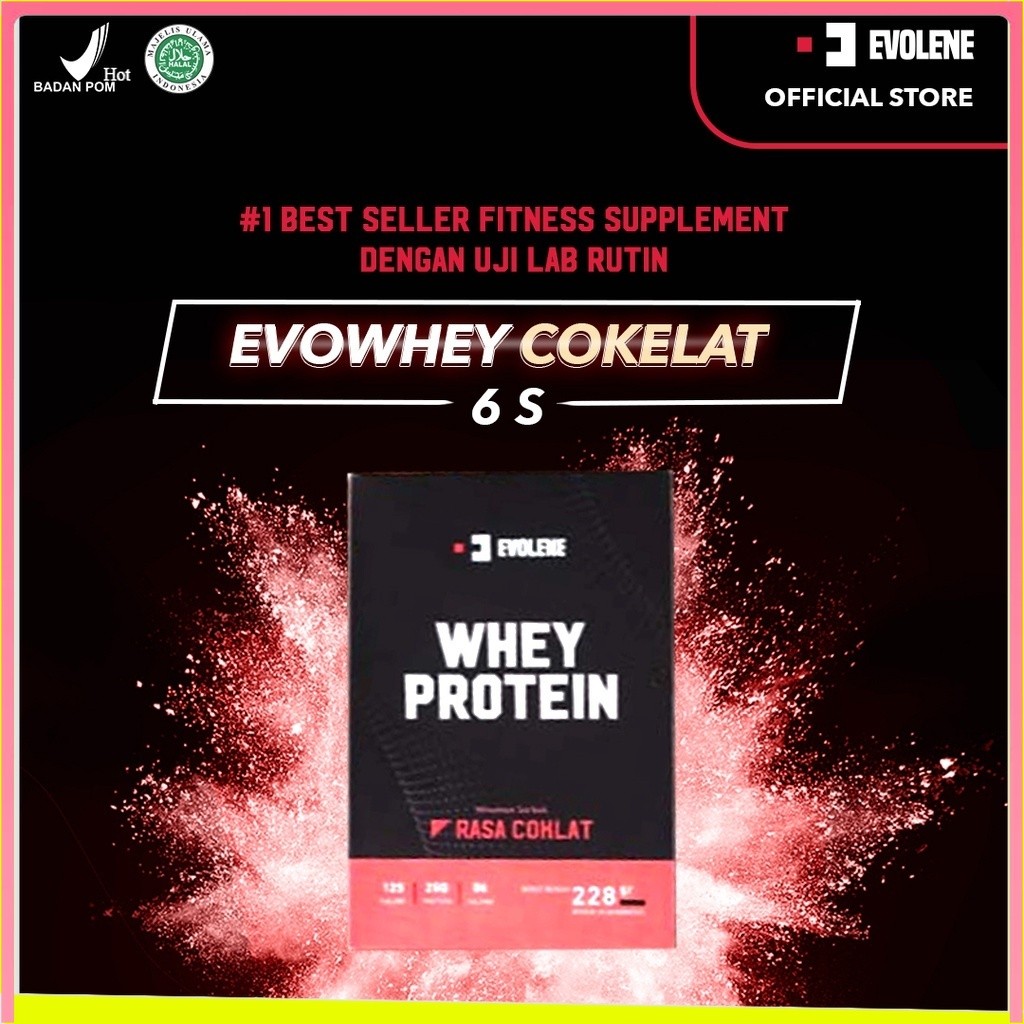 

Evolene Whey Protein Cokelat 6 Sachet - Susu Protein - Suplemen Fitness BPOM HALAL BEST SUPLEMENKU