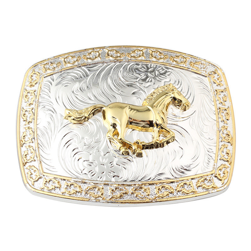 Golden Horse Men's Belt Buckle Cowboy