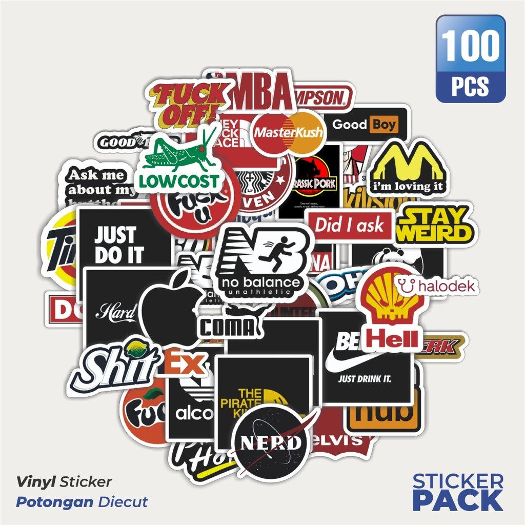 

Stiker Vinyl Stiker Random Logo Parodi Versi 4 Waterproof Aesthetic- Untuk Laptop, Motor, dan Helm - Paper Stationery Pack