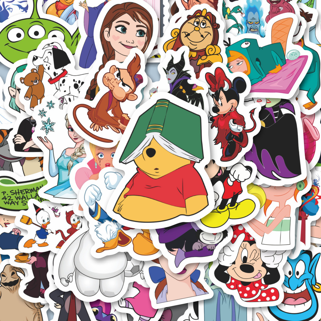 

100PCS Lucu Stiker Disney Cartoon [Kartun Disney] Stiker Aesthetic Stiker Anti Air Stikers Berperekat Waterproof sticker decal buat Motor Helm Buku Journal Koper Casing HP Laptop Botol Minum Hadiah anak