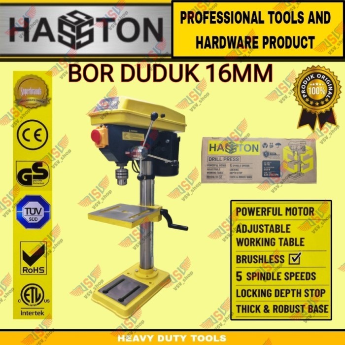 HASSTON Bor Duduk 16mm Drill Press 16mm 5 Speed MESIN BOR DUDUK