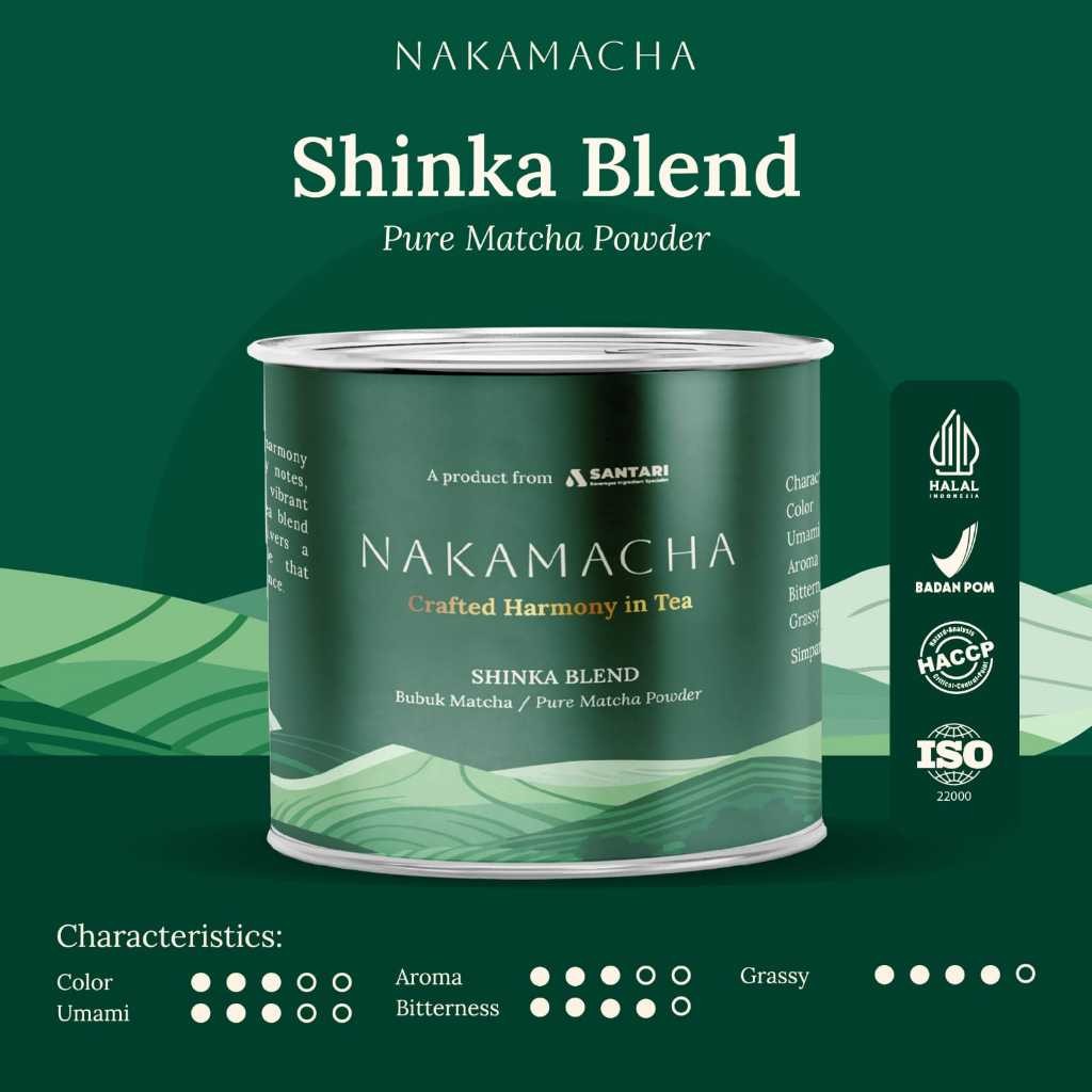 

Nakamacha Pure Matcha Powder - SHINKA Blend - Bubuk Minuman Matcha Premium - 100 Gram