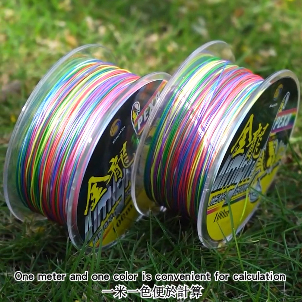 Senar PE X8 Benang Kepang Pancing Murah 16~110lb Kuat Anti Keriting Warna Warni 100m