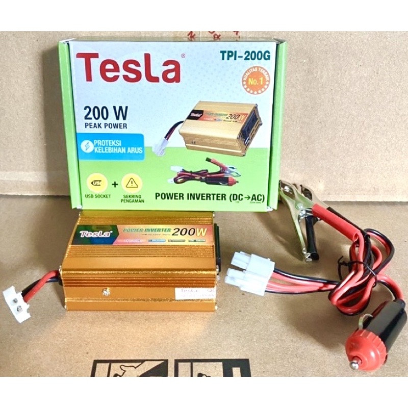 Tesla Power Inverter 200W 200 Watt Usb Dc 12V To Ac 220V Pengubah Arus DC Ke AC