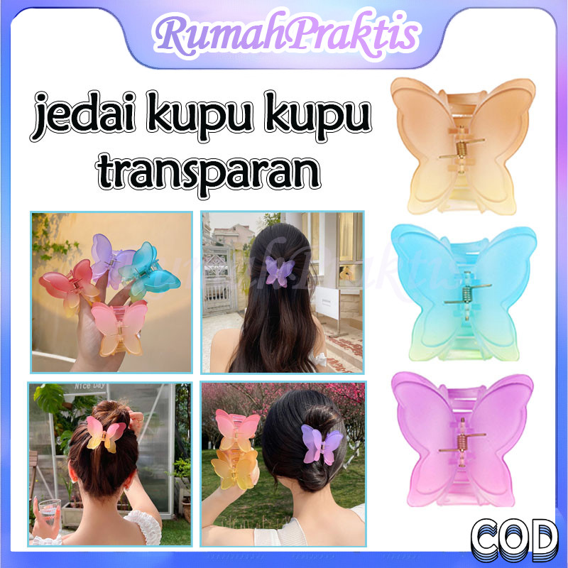 jedai doff kupu sayap ganda jepitan rambut transparan/jedai salon matte doff korea butterfly/jedai k