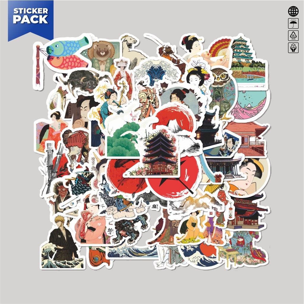 

[100PCS]Stiker Pack Stiker Japanese Customs Aesthetic Vinyl Anti Air Dekorasi Sticker Laptop Buku Journal Koper Helm Casing HP Gitar Helm Skateboard