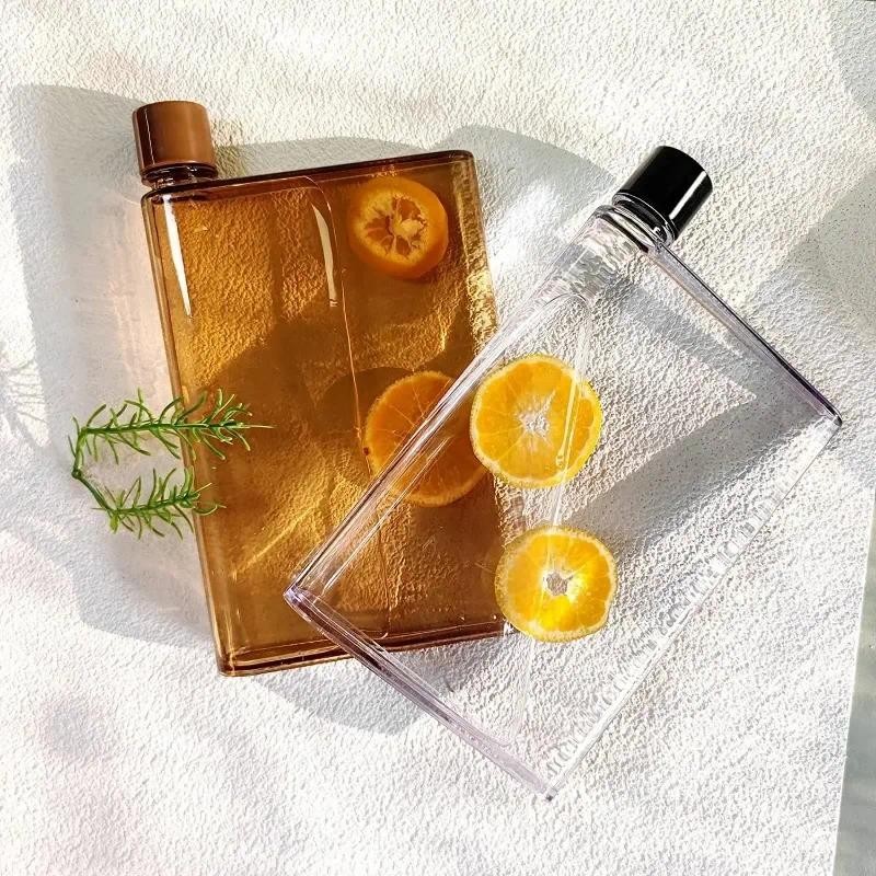 AS Bpa Free Flat Water Bottle A5 A6 Paper Cup Botlte Clear Book Portable Paper Pad Water Bottle Flat