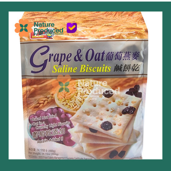 

[Bairong] Grape & Oat Saline Biscuit 400g – Biskuit Sehat Gurih Oat & Anggur | HALAL | Import