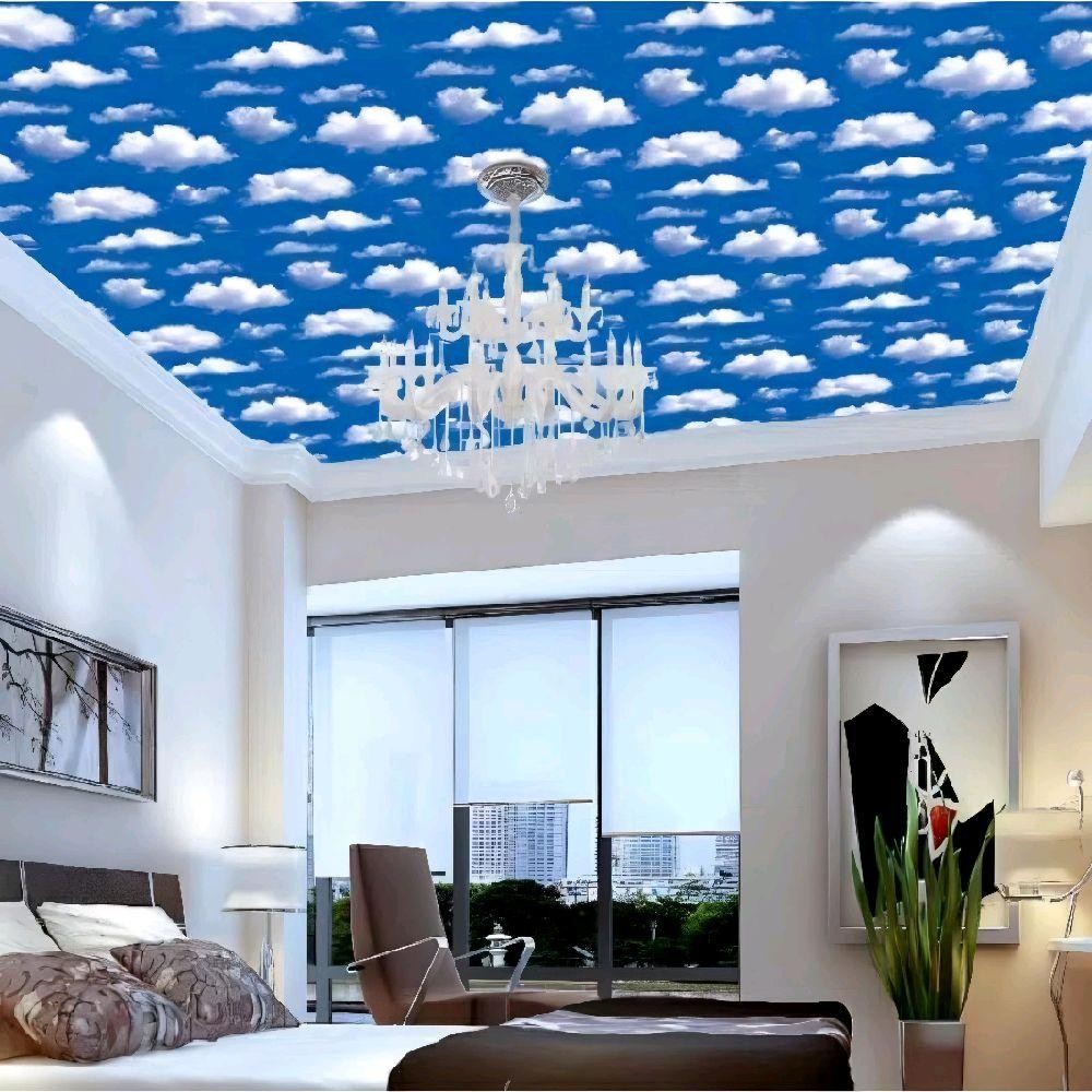 Wallpaper Dinding Kamar Tidur Sticker Walpaper Stiker Dekorasi Rumah Motif Awan Biru Wps atap plafon