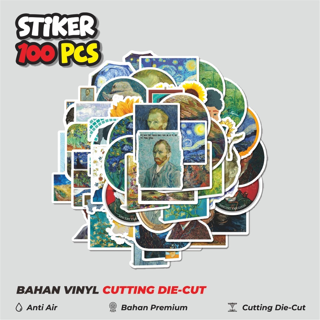 

Terbaru! 50 pcs Stiker Van Gogh Art Q-2 Mini Diary Manual Dekorasi Lucu Kreatif untuk Notebook, Skateboard, HP