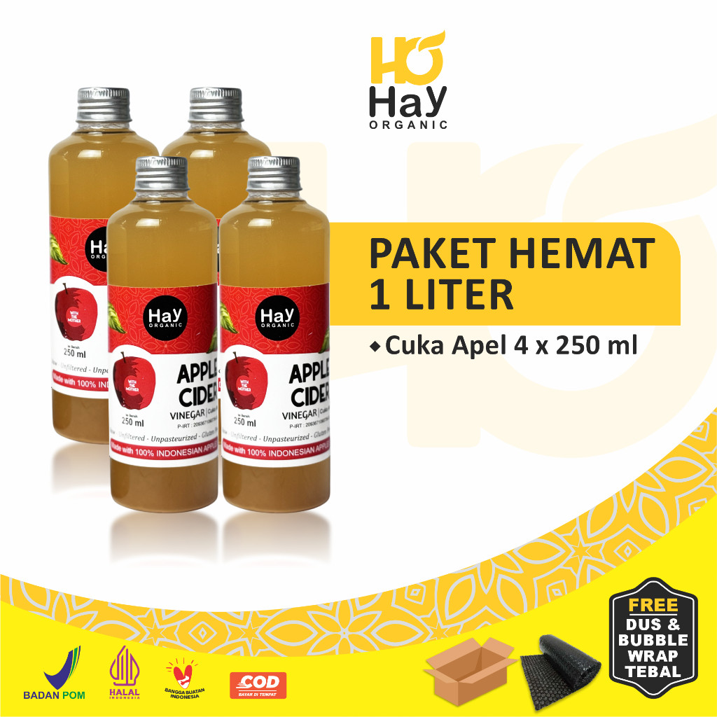 

JAMIN MURAH !!!Hay Organic - Cuka Apel Organik 1 Liter Apple Cider Vinegar With The Mother(BISA LANGSUNG ORDER)