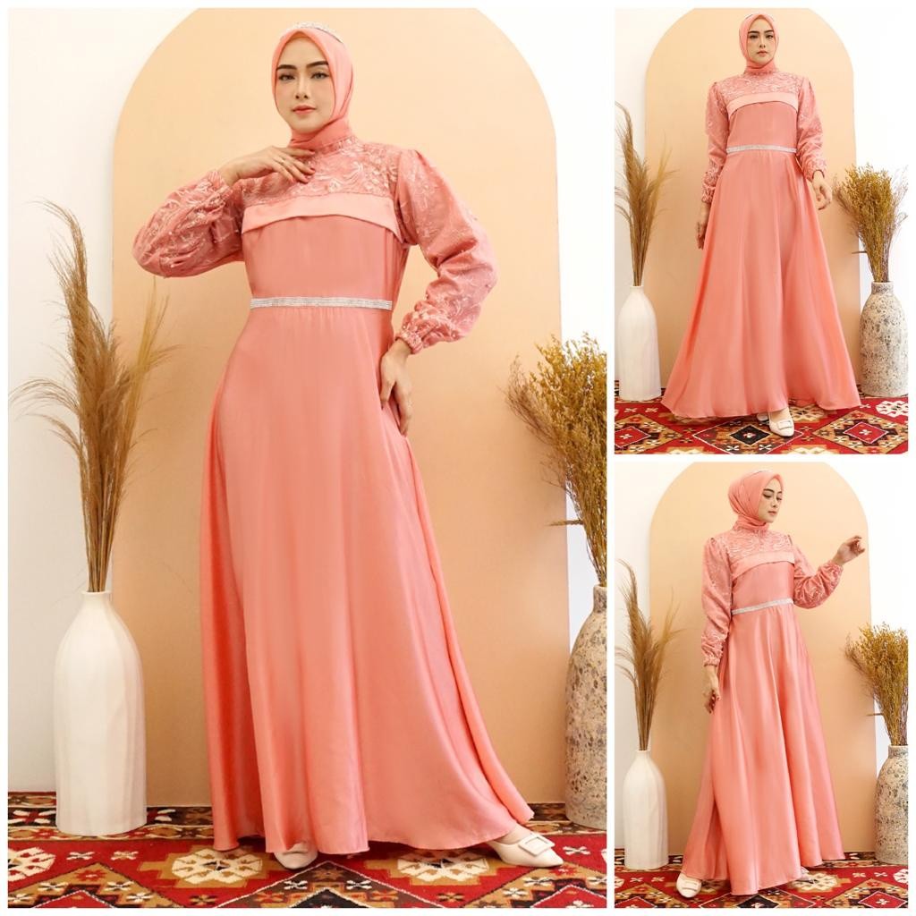 KINAN GAMIS MAXI DRESS PREMIUM MAXMARA SILK TILE / GAMIS PESTA / GAMIS KONDANGAN / MAXI PESTA / GAMI