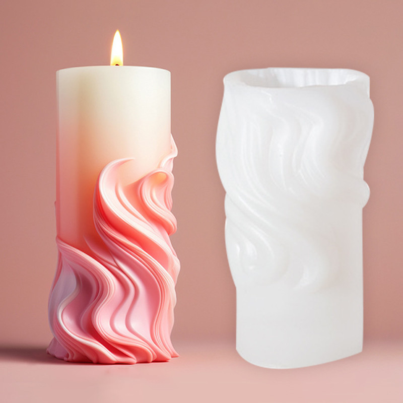 

Abstract Cylindrical Candle Silicone Mold DIY Handmade Aromatherapy Plaster Making Mould Irregular Striped Cylinder Candle Mold