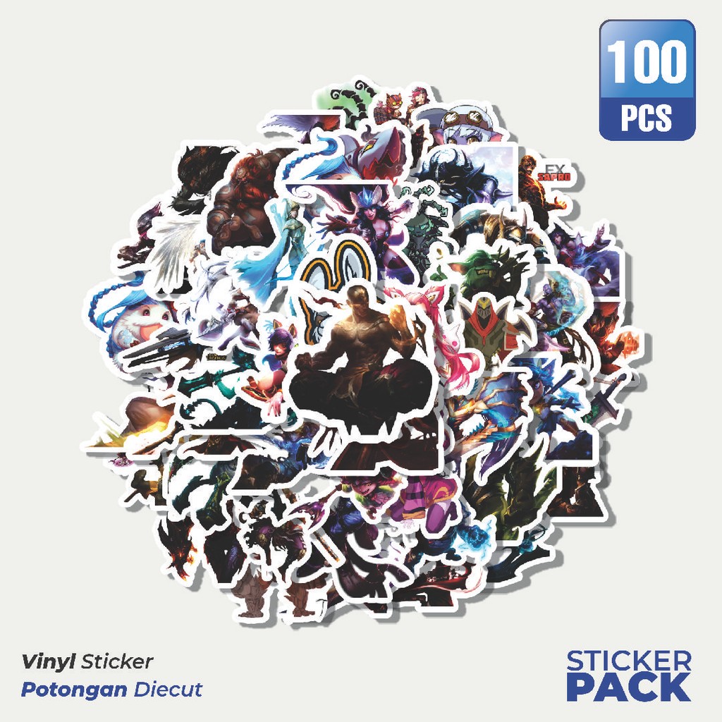 

Super Hemat! 100 PCS Stiker Kartun League Of Legends Skin 2 Waterproof Aesthetic- Untuk Laptop, Motor, dan Helm - Paper Stationery Pack