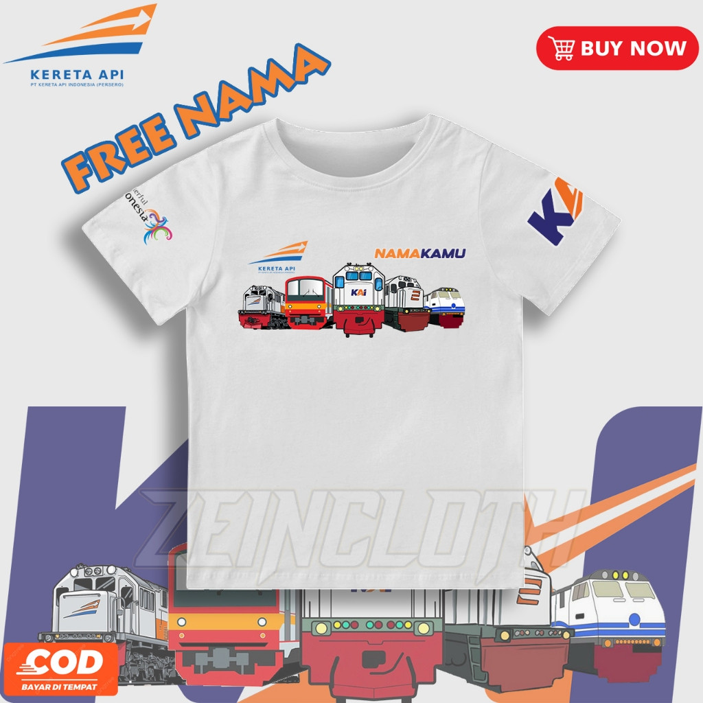 Kaos Anak Kereta Api KAI / Baju Anak Lokomotif KAI Kereta Api