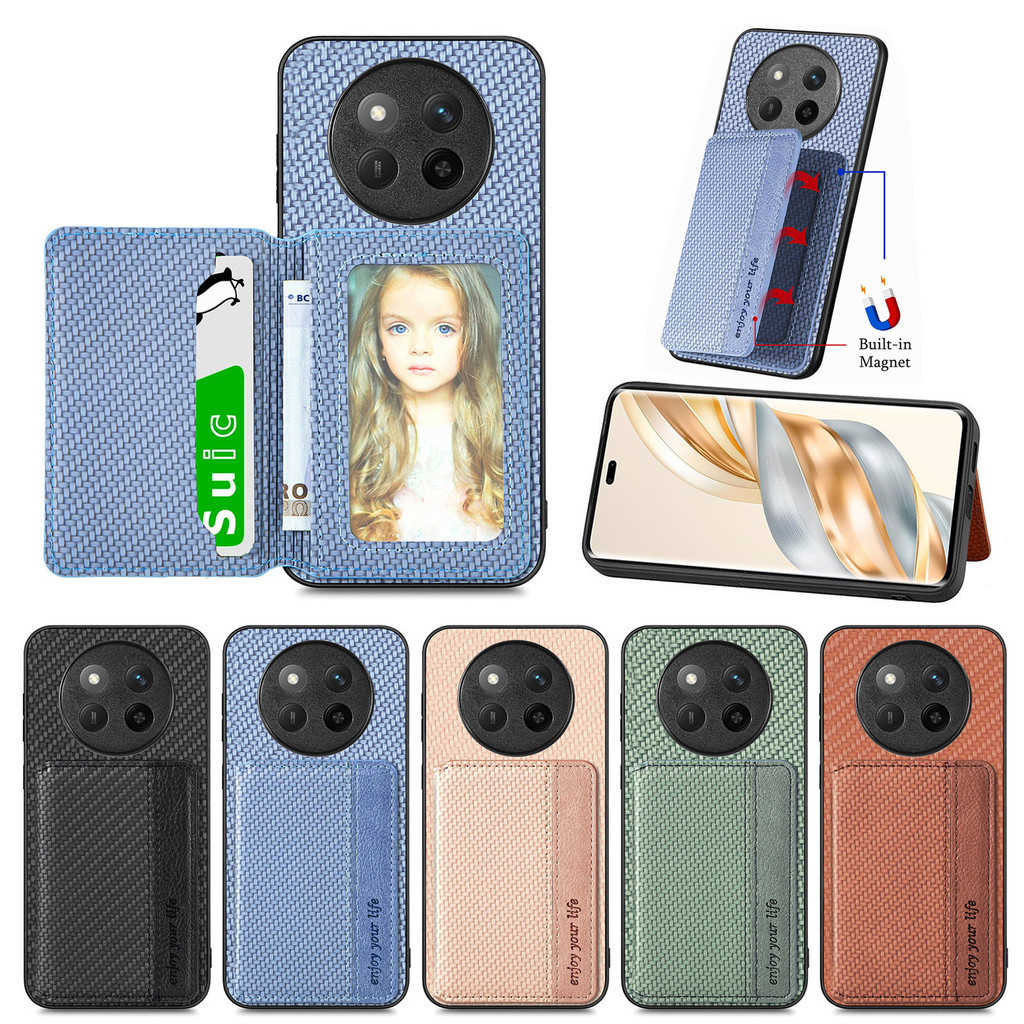 Kasus RFID Untuk Honor X9c X8c X9b X8b X7b X6b X9a X8a X7a X6a X50 Dompet Pemegang Kartu Kasus Serat