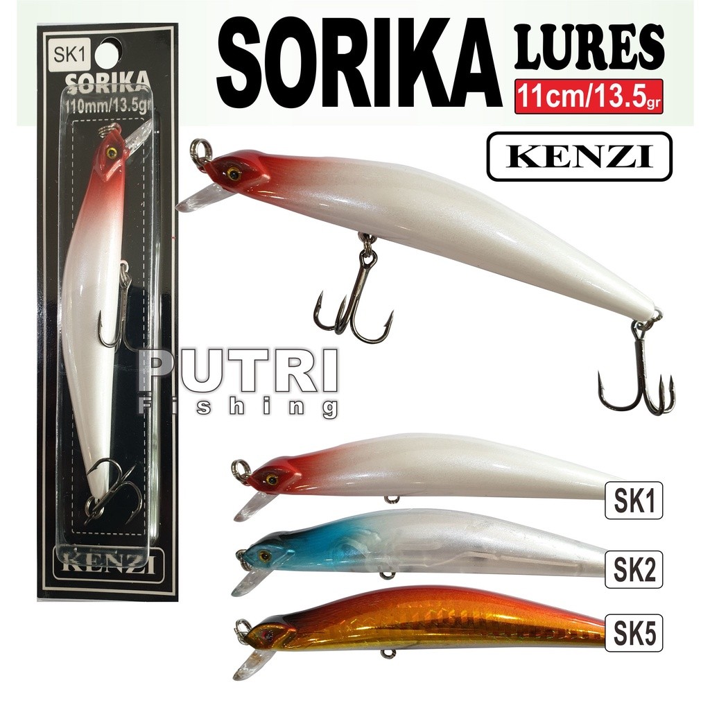LURE KENZI SORIKA 11cm 13.5gr - Minnow Hardbait Umpan Pancing Tiruan Ikan Mainan AIr Tawar & Laut HX