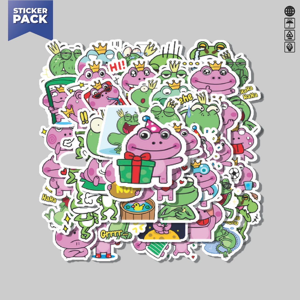 

[100PCS]Stiker Pack Stiker Kawaii Frog Series D [Katak] Aesthetic Vinyl Anti Air Dekorasi Sticker Laptop Buku Journal Koper Helm Casing HP Gitar Helm Skateboard