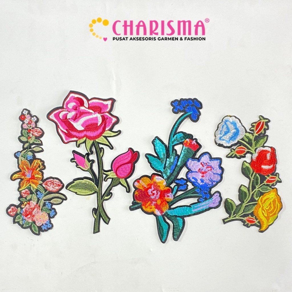 Charisma Aplikasi Bordir Bunga - Aksesoris Baju/Tempelan Bordir - Motif Bunga