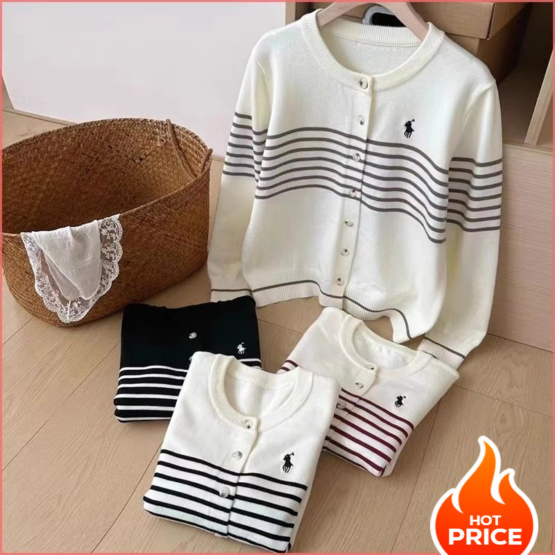Cardigan Rajut Motif Garis - Outer Cewek Stylish | Kardygan Rajut Strip Lengan Panjang - Fashion Wan
