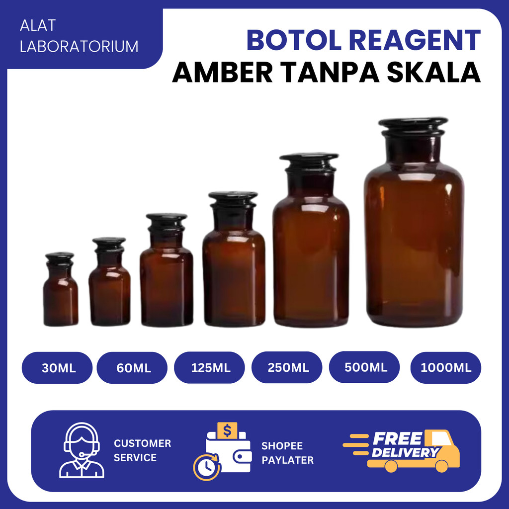 Botol Reagen Kaca Mulut Lebar Coklat Tanpa Skala 2500/5000 ml Clear Amber Glass Reagent Bottle Wide 