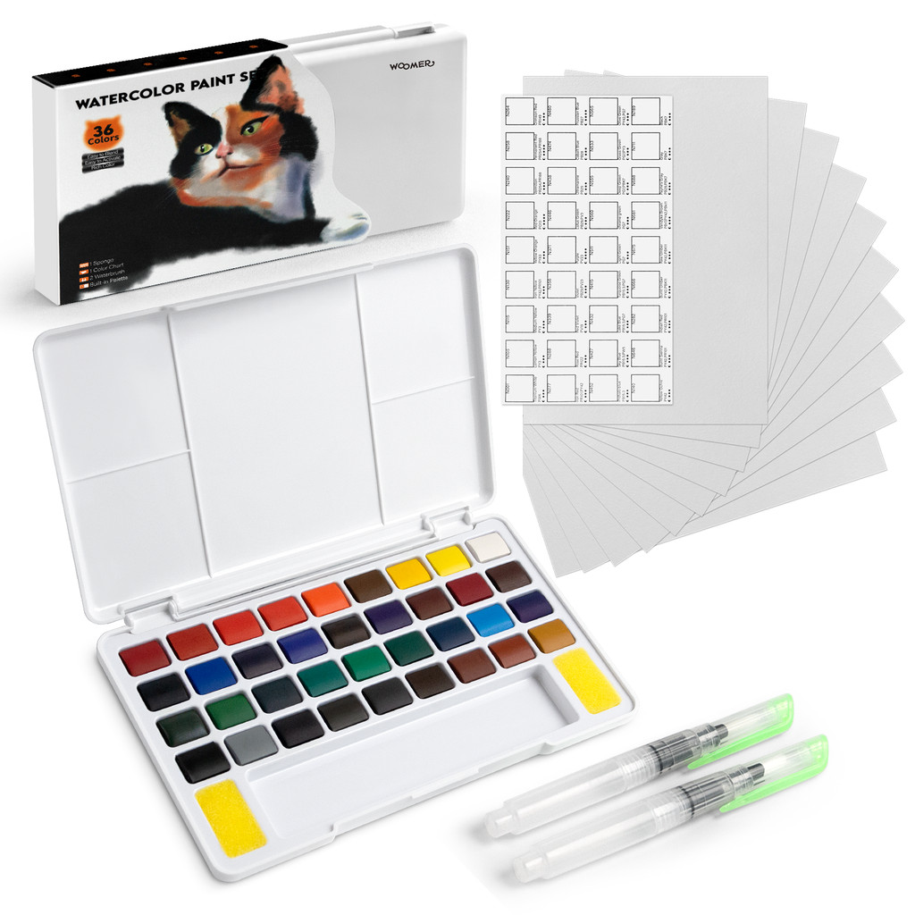 

36 Colors Watercolor Paint Set Portable Travel Non-toxic Art Kit With 10 Sheets Of Paper For Kids Students Painting Supplies