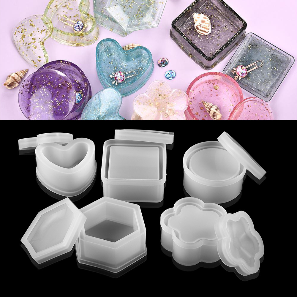 

Round Storage Box Resin Epoxy Molds Heart Shape Candy Jewelry Box Resin Molds Silicone For DIY Jewelry Making Epoxy Moulds