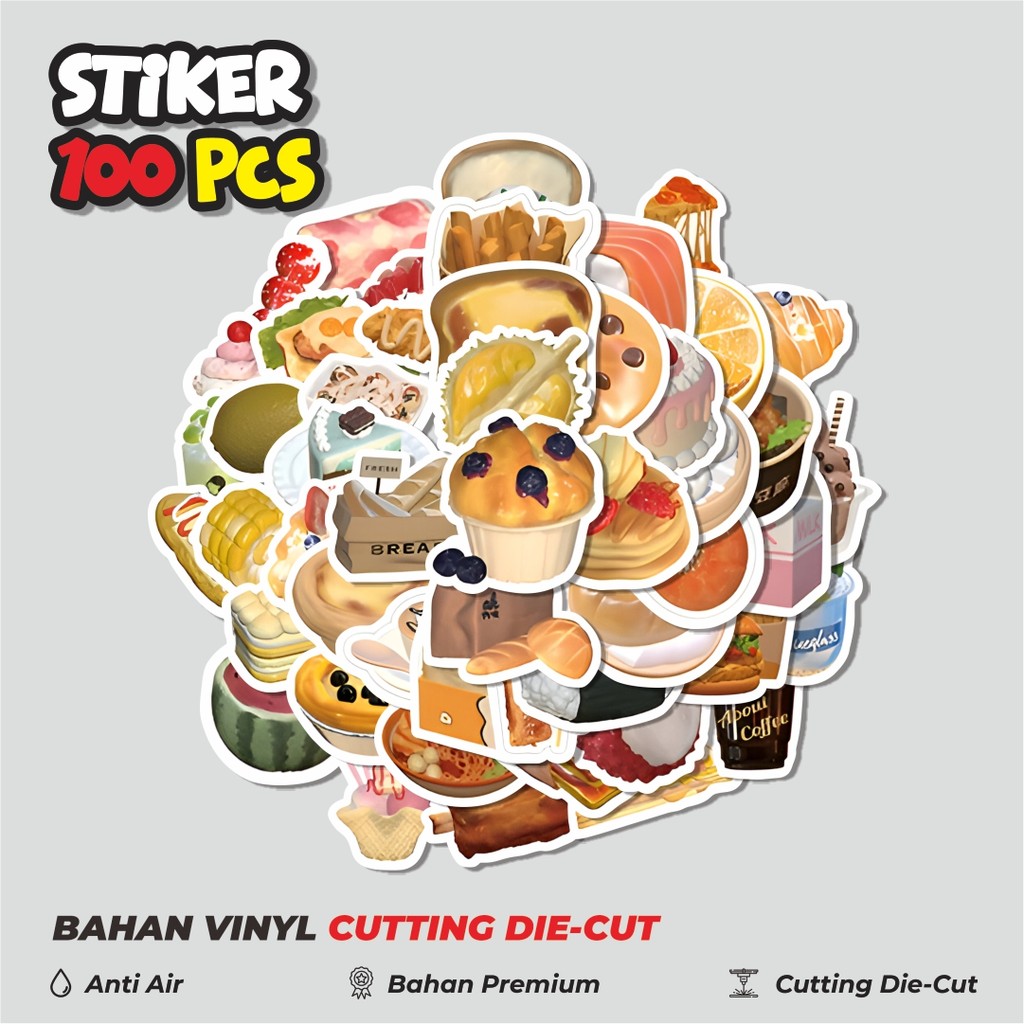 

Terbaru! 50 pcs Stiker INS Chesee Cake Butter Toast Dekorasi Lucu Kreatif untuk Notebook, Skateboard, HP