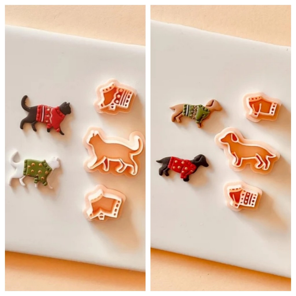 

Cat and dog polymer clay cutter Earrings Cutters Set- Jewelry Making DIY Clay Cutter Set Polymer clay tool supplies