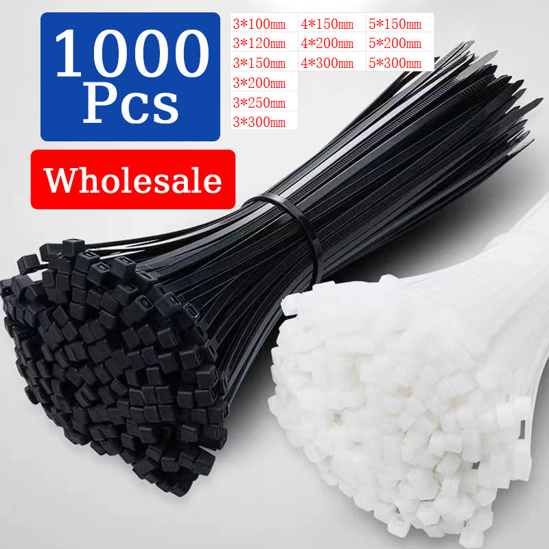 

1000Pcs Plastic Self-locking Nylon Cable Ties 3*200mm White/Black 5X300mm Cable Tie Zip Wraps Fasteners