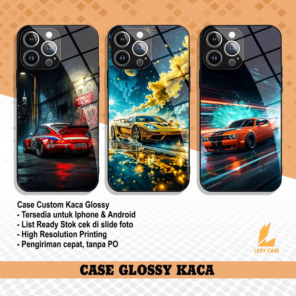 Case Kaca Poco X7 PRO X3 M3 M7PRO M5 X6PRO G117X Midnight Racing Cars Casing Glossy Premium Quality 