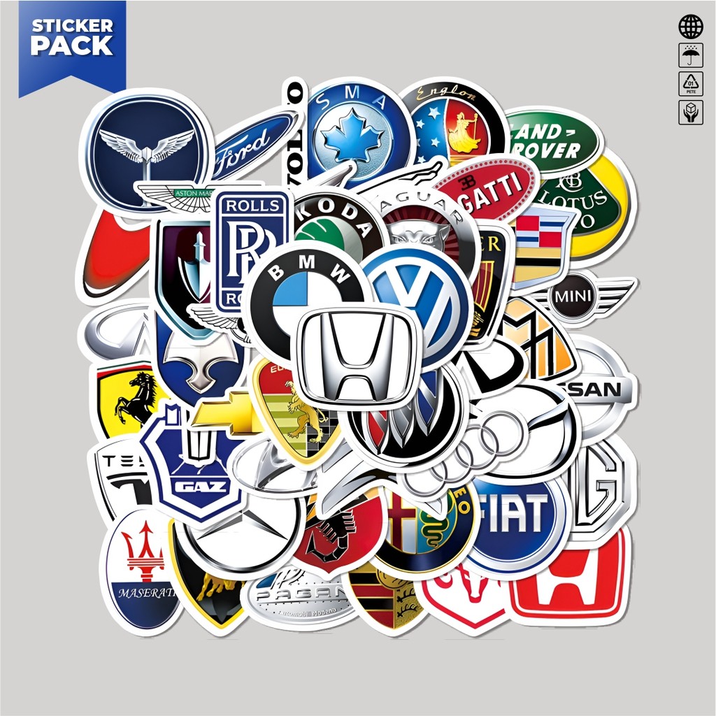 

[100PCS]Stiker Pack Stiker Mix Logo Car Brand Series Aesthetic Vinyl Anti Air Dekorasi Sticker Laptop Buku Journal Koper Helm Casing HP Gitar Helm Skateboard