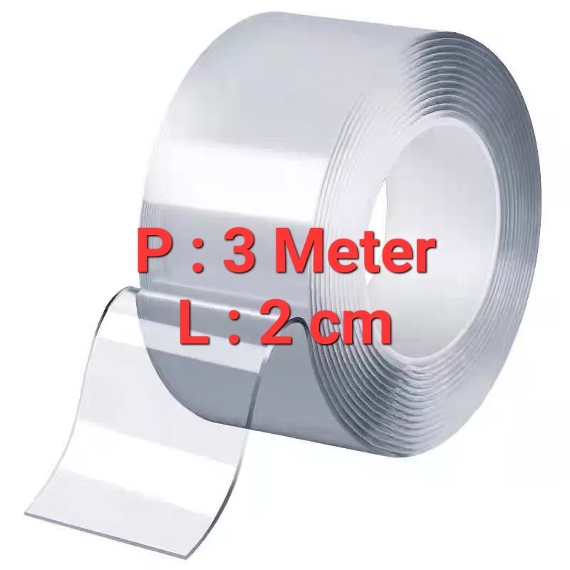 

Double tape nano 3 meter lebar 2cm lakban nano panjang 3 meter double tape transparan lakban nano bening