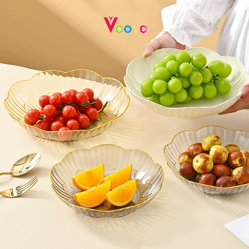 VOOVA Piring Saji/ Piring Serbaguna/ Piring Buah Transparan/ Piring Makanan Penutup Permen Kristal T