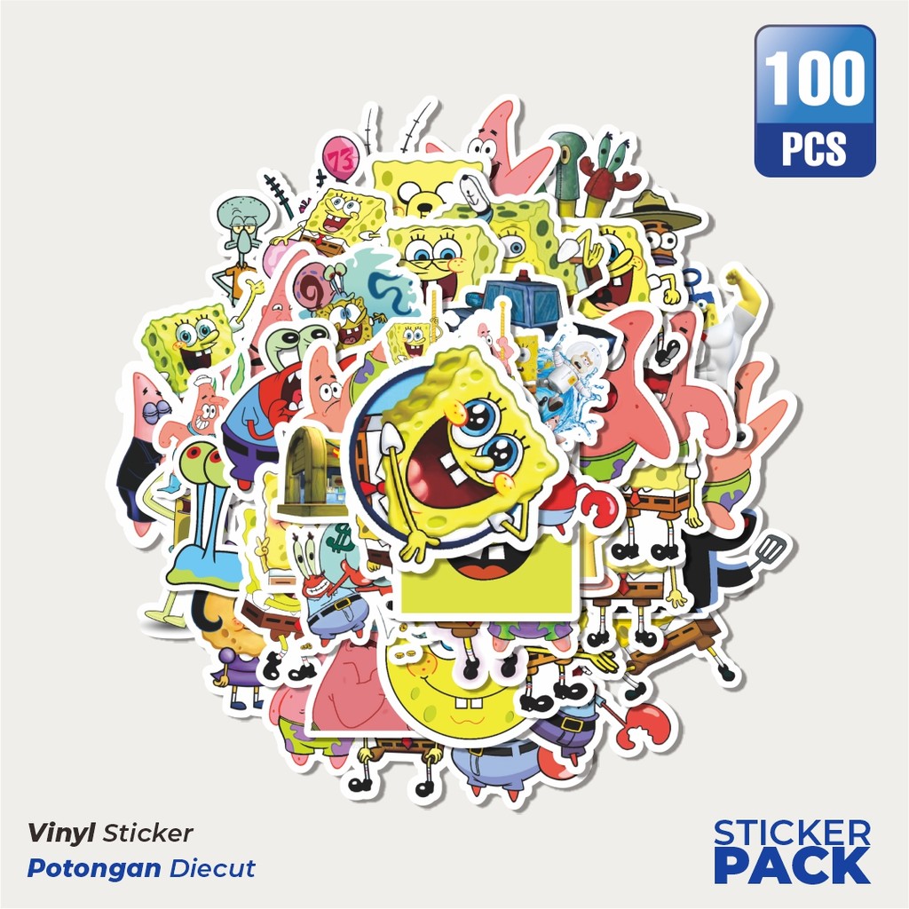 

Super Hemat! 100 PCS Stiker Stiker Spongebob Squarepants Universe Series Character Mix 4 Waterproof Aesthetic- Untuk Laptop, Motor, dan Helm - Paper Stationery Pack