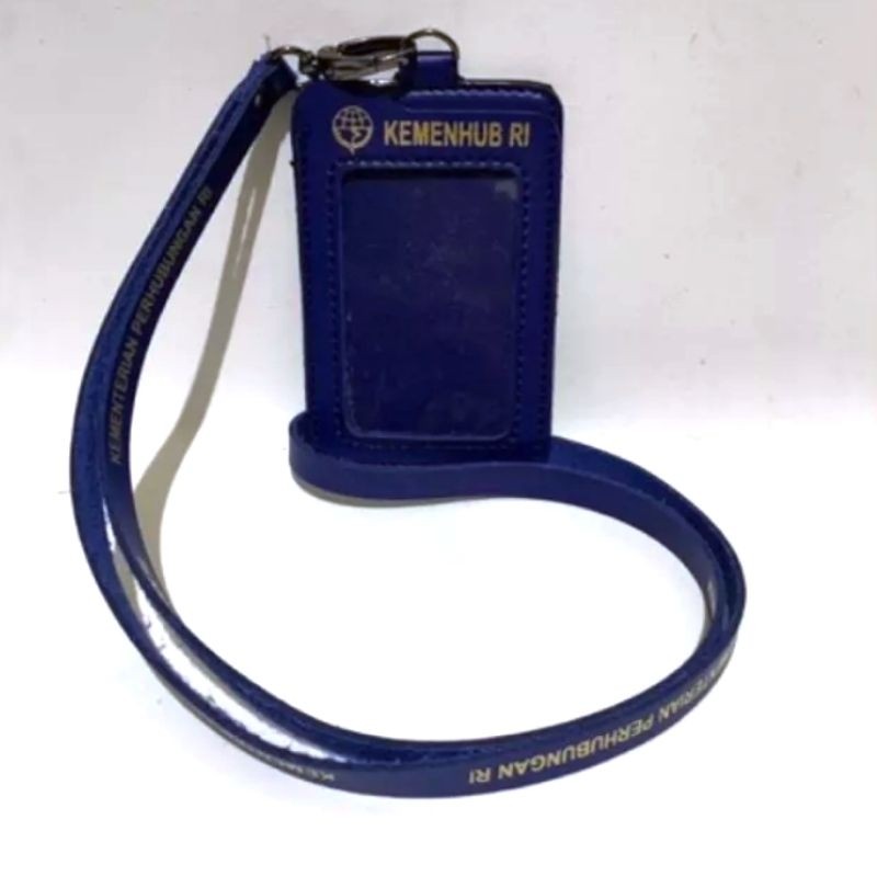 TALI LANYARD KEMENHUB DISHUB TEMPAT ID CARD TALI BAHAN KULIT LANYARD ID CARD KANTONG ID CARD