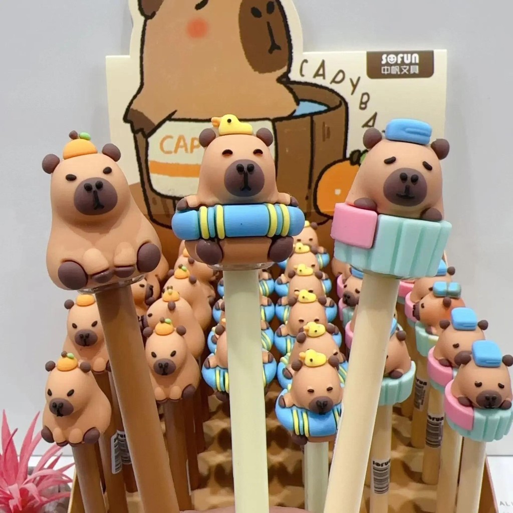 

3 Pieces Capybara Cartoon Pen Stationery Cute Neutral Pen Student Black 0.5mm Learning Prizes Office Supplies For School gift