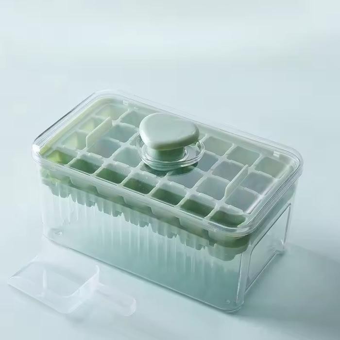 Terbaru Es Batu Love Maker Cetakan Es Batu 32 Grid 2 Tray Wadah Transparan Dengan Tutup Wadah Es Bat