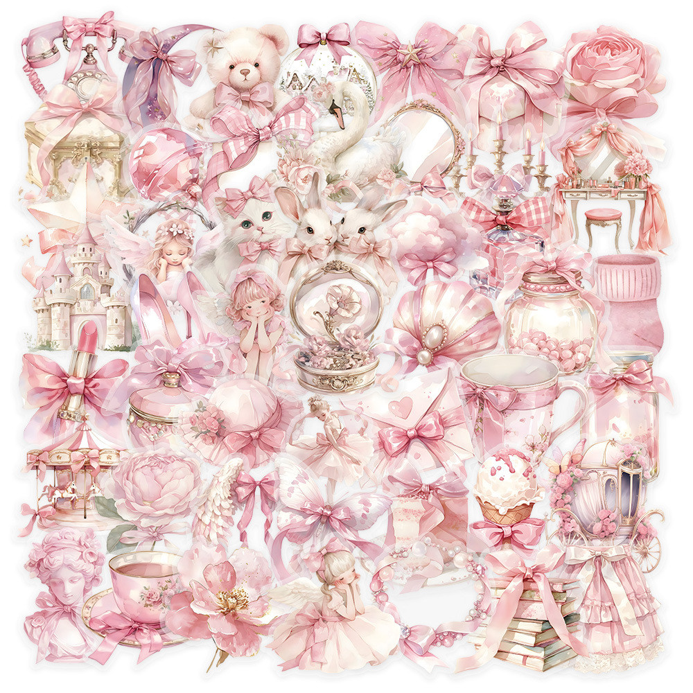 

10/30/50pcs Cute Pink Cartoon Stickers Aesthetic DIY Scrapbooking Phone Case Kawaii Girls Kids Decoration Sticker Toys Gifts