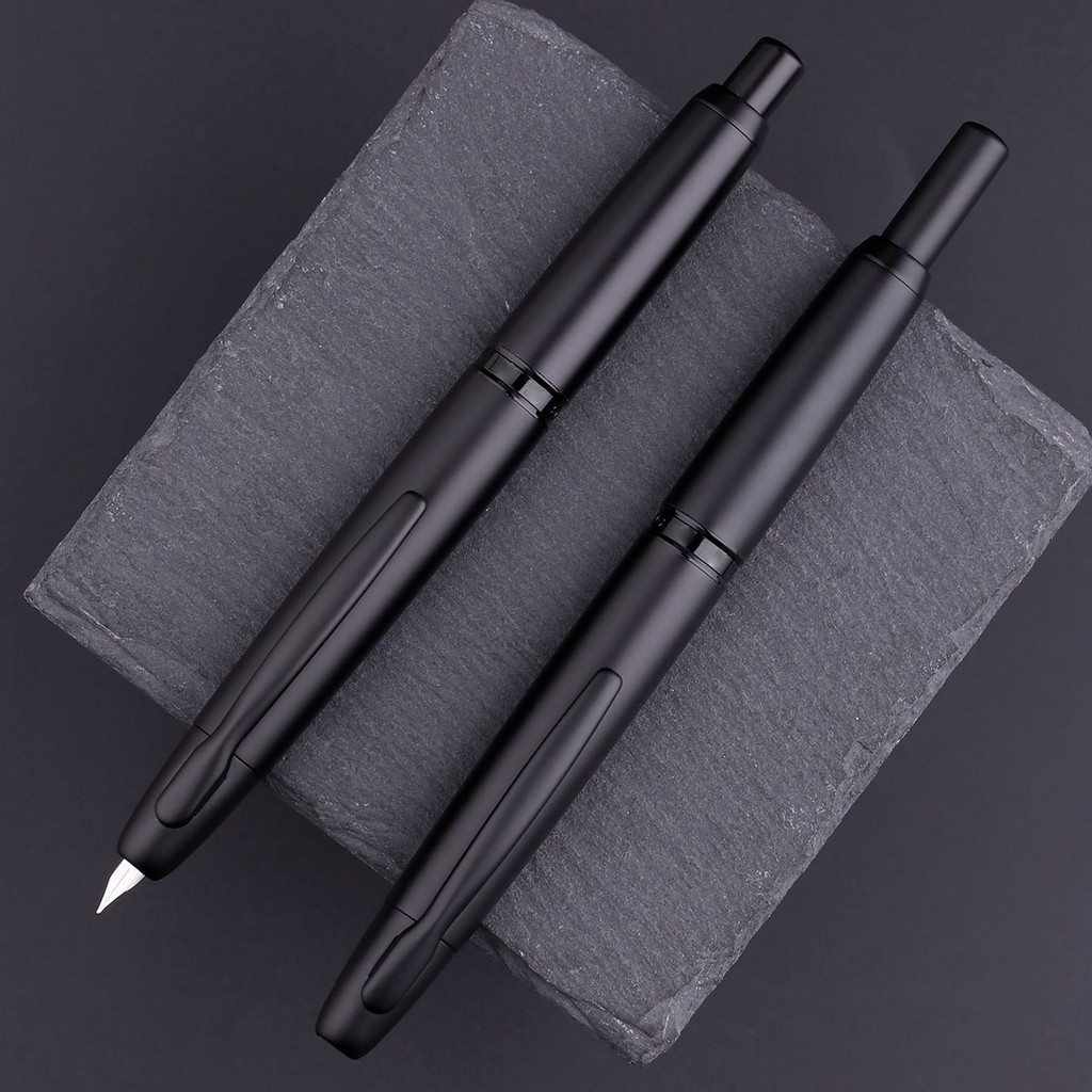 

MAJOHN A1 Press Fountain Pen Retractable EF Nib 0.4mm Metal Matte Black writing Ink Pen with Converter for students gifts