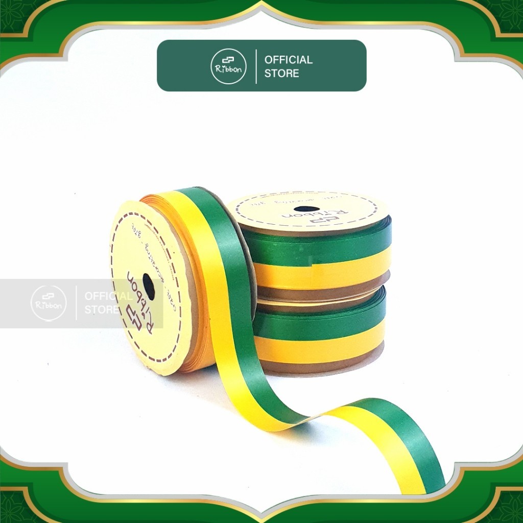 

1 Roll Pita Kado HIJAU - KUNING 2.5cm Ribbon 25mm x 14m Idul Fitri 1" Lebaran Idul Fitri Puasa 2.5cm