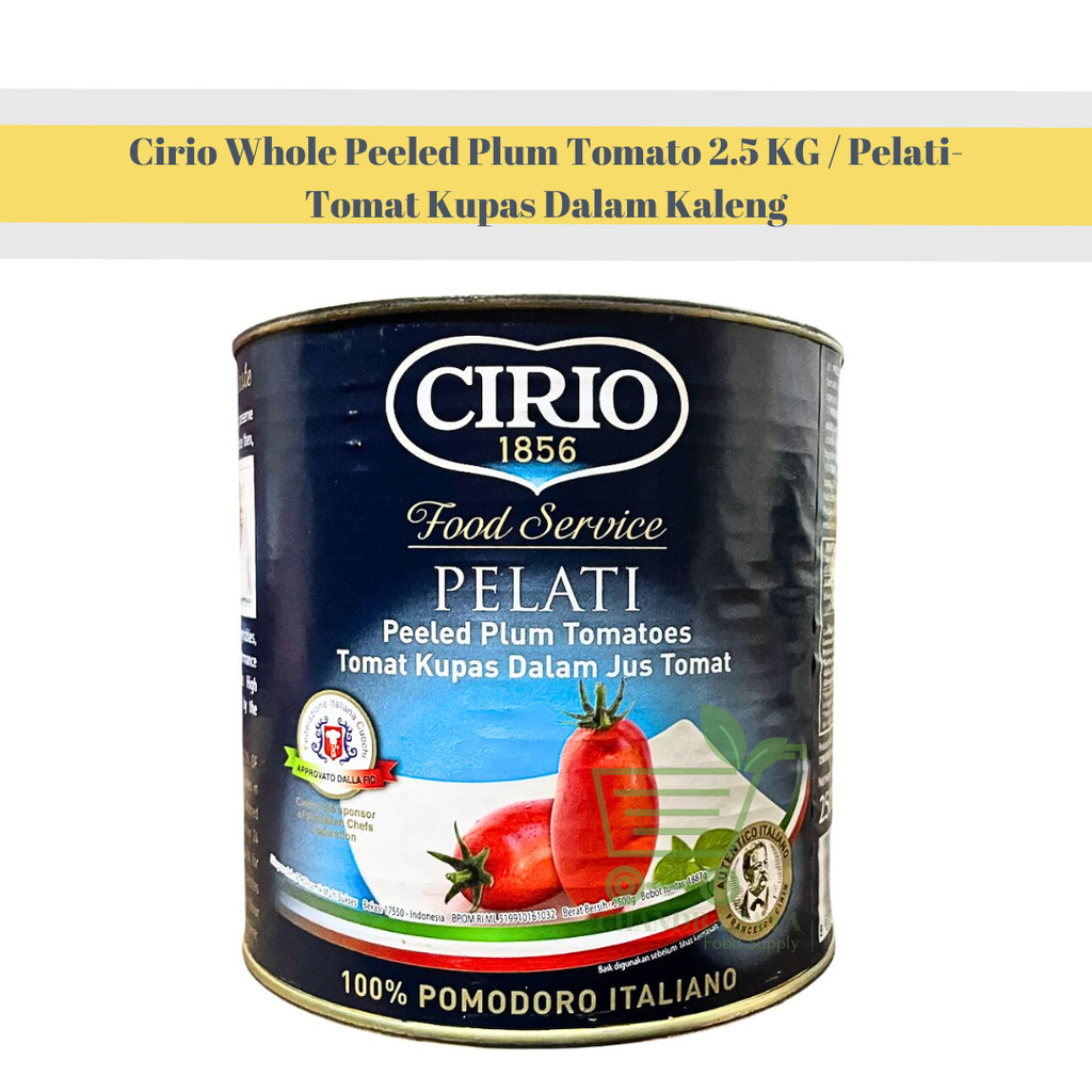 

Cirio Whole Peeled Plum Tomato 2.5 KG / Pelati- Tomat Kupas Dalam Jus