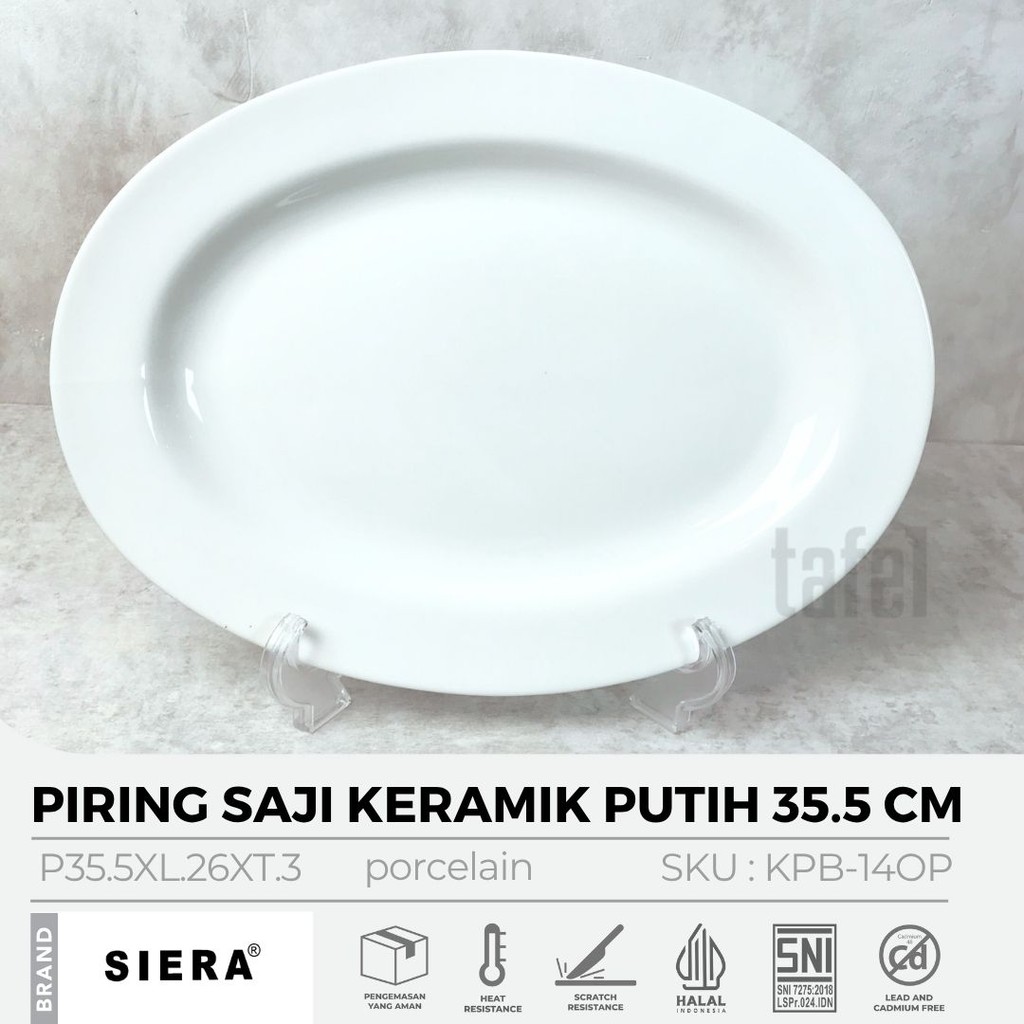 SIERA Piring Saji Oval Keramik White HORECA 35.5 cm