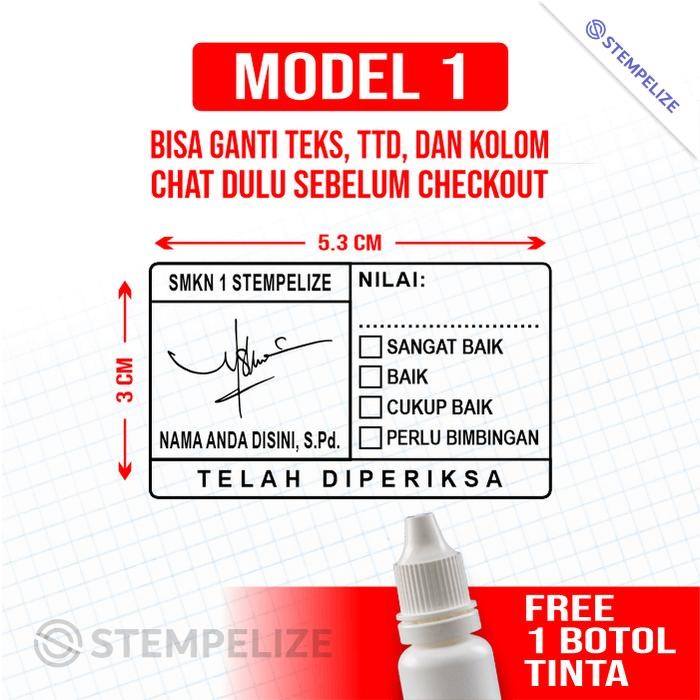 

Stempel Asesmen Guru Custom Free 1 Botol Tinta - 1, Merah